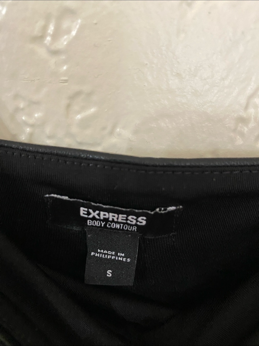 Express Black Faux Leather Square-Neck Crop Top - Picture 2 of 3
